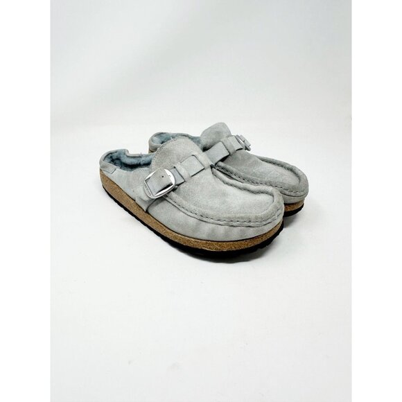 Birkenstock Womens Buckley Suede Clog Shearling Lined In Dusty Teal Size 38 - Picture 2 of 8